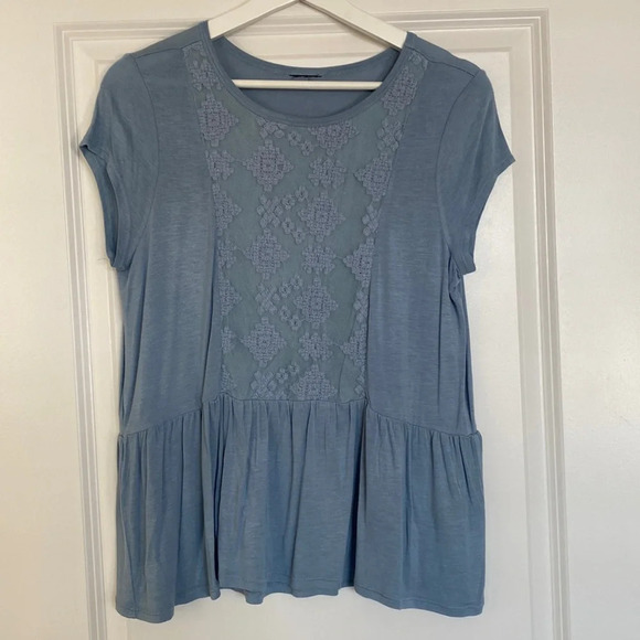 Tops - Blue Peplum Top - medium